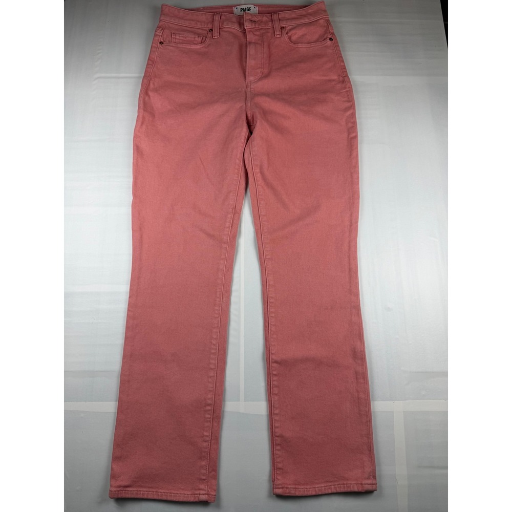 Paige Cindy High Rise Straight Leg Jeans Coral Pink Size 28 Ankle Denim